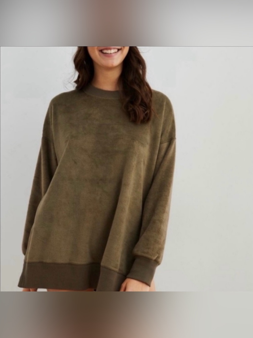aerie Olive Green Plush Oversized Sweatshirt Womens Size Medium